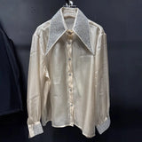Temperament Commuting Blouse 2025 Autumn New Collar Collar Drilled Single Buckle Repair Slim Thin Shirt Female