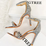 Shoes Sexy High Heels Women Pumps Sparkle Sequins Stiletto Heels 10 Cm Party Shoes Women Heels Summer Women Sandals