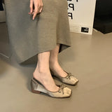Single Shoes Women 2025 Spring New Low-Heeled Mary Jane Shoes Grandmother Shoes Soft Soles Of Shallow Bean Shoes