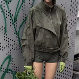 Women's Clothing Explosion Fashion Casual Personality Street Locomotive Clothing Short Jacket