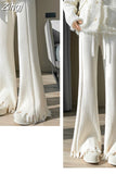 Tassels Wide Leg Knitted Pants Women Winter Stripe Loose Trousers Femme Casual Full Length Warm Sweater Pants