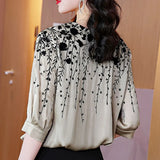 Women Satin Blouse Print Half Sleeve Loose Casual Shirts Women Fashion 2023 Spring Summer Tops Elegant Blusas