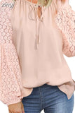 Casual Shirts for Women O-neck Long Sleeve Loose Shirt White Blouse Women's Loose Solid Hollow Lace Tops New