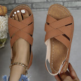 Asia Large-Size Cross-Band Exposed Toe Thick-Soled Sandals Women Magic Stick Hollow Loose Cake Beach Cool