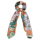 Bow Long Ribbon Hair Scrunchie Chiffon Floral Print Sweet Elastic Hair Band Ponytail Hair Scarf Hair Tie Hair