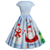 Women Christmas Dress 2023 Festival Party Vestidos Short Sleeve V Neck Elegant Casual Vintage Winter Dress