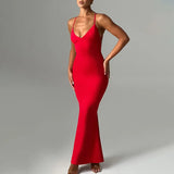 Zingj Summer New Temperament Sexy Trend V Collar Back Slim Dress