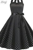 Dress Women Slim Halter Vintage Dress Print Floral Elegant Tunic Party Dresses Sundress Rockabilly