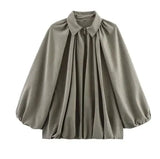 Women's Explosive Fashion Casual Bubble Sleeve Silk