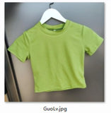 Zingj Women's Summer Solid Color Multi-Color Short Fashion T-Shirt Acceptable With A