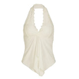Sexy Lace Splicing Hanging Neck Bare Back A Sling Sling Vest Hottie Temperament Thin Knitting