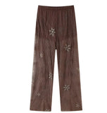 Women's Clothing INS Explosive Fashion Personality Beads Embroidered Bright Diamond Broad Leg