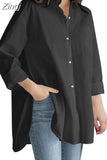Office Blouse Casual Cotton Button Long Sleeve Shirt Oversize White Loose Shirt Women Tops Irregular Women Clothes
