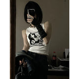 Gothic Punk Printed Rib Crop Tank TopOutfit