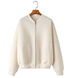 Women's INS Burst Zipper Bomber Jacket Jacket High-Rise Velvet