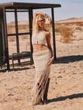 Summer Women's New Hollow Open Waist Design Hanging Neck Knitted Tuxedry Dress Romantic Sweet