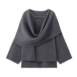 New Women's Clothing With Asymmetric Scarf Short Knitted