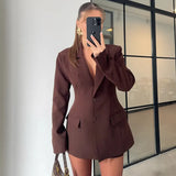 Blazer New Waist Temperament Women's Collar Pocket Long-Sleeved Short