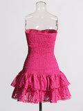 2025 New Fashion Sexy Take-Off Design Embroidered Lotus Leaves Side Bra Short Dress