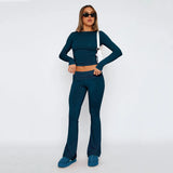 New Casual Wind Low-Rise Horn Pants Fashion Thin Solid Pants Set