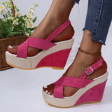 Zingj Platform Heel Sandals 2024 Size Denim Cross Buckle