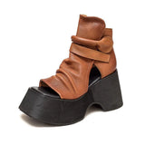 Thick-Bottomed Cool Boots Women In The Spring And Summer Of 2025 New Fish Mouth Loose Cake High Help Roman Women Cold