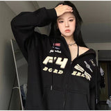 Vintage Embroidery Drawstring Oversized HoodieOutfit
