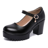 Round Head 8Cm High Heels Clasp Shallow Commuter Professional Work Shoes Cheongsam Models Catwalk