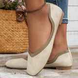 Zingj Weave Breathable Low Top Shallow Mouth Square Head Single Shoes Women's Low Heel Flat Spell Color Lazy Work Shoes