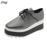 Spring Women Shoes Flat Platforms serpentine Lace-Up Wedges Sneakers Ladies Oxfords Woman Flats Casual