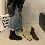 Velvet Skinny Short Boots Women's Shoes 2025 New Autumn And Winter Martin Boots Square Head Korean Small Ankle