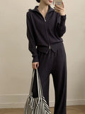 And Winter New Lazy Windy Open Shirt Sweater Set Women's Comfortable Top + Pants Knitted Two