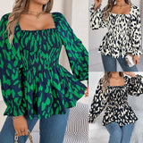 Shooting 2025 Autumn And Winter Leisure Wood Ear Side Leopard Long-Sleeved Chiffon Shirt Women's