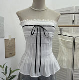 Shoot Hottie Tset Lady Summer Lace Lace T-Shirt With Bra Strap Short Vest Strap