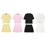 Spring 2025 New Women's Short-Sleeved Simple Fashion Knitted Jacket Skirt 1822025