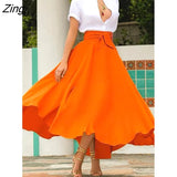 Women's Ladies Solid Color Bandage Pleated Cocktail Party High Waist Summer A Line Skirts With