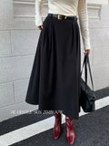 Xixi 2025 Autumn White Standard Temperament Elegant Solid Color High-Rise Half-Dress Dress Woman