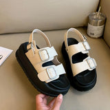 Spring And Summer New Metal Buckle Ins Pine Cake Thick Soles Casual Retro Fashion Sandals Female Students Hit The