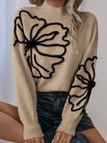 And Winter New Sweater Embroidered Three-Dimensional Flowers High-Neck Long-Sleeved