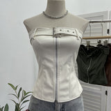 Real Shooting Spice Girls High-End Pu Leather Tector Locomotive Wind Wrapped Bra Vest Sleeveless Top Tide