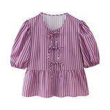 New Bubble Sleeve With Solid Color Short Top