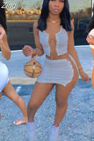 Sexy Chain Bandage Two Piece Set Summer Clothes Crop Top Mini Skirt Suit Club Outfits Vacation Matching Sets for
