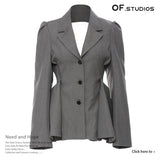New Back Lotus Loaf Under The Suit To Collect Waist Thin Coat Suit Top Female