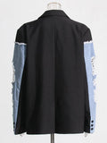 Loose Niche Trend Denstalt Suit Suit Suit Suit Suit Suit Jacket Woman In The Summer Of 2025 New Denim Splicing Color