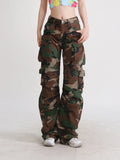 Zingj High Street Yabi Camouflage Cargo Pants Spring 2024 New Retro Large Pocket Loose Fashion Cargo