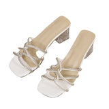 Heel Cool Slippers In The Fashion Shoes Head Water Drill Women's Shoes Transparent High Heel Slippers