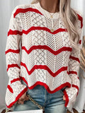 Yang Autumn New Women's Sweater Wavy Horn Long-Sleeved Knitted Shirt