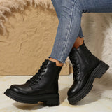 Autumn And Winter New Thick Thick Warm Martin Boots Thick Back Thick Lace Women's Shoes