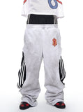 Autumn And Winter Festival High Street Fashion Splicing Tight Low-Rise Straight Slack Trousers