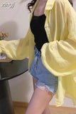 Sunscreen Shirt Long Sleeve Shirt Women Fashion Tops Outerwear Candy-colored Blouse Loose Clothes Blusa Elegant